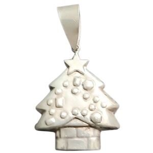 Sterling Silver Christmas Tree Puffy Pendant 5.4 Grams